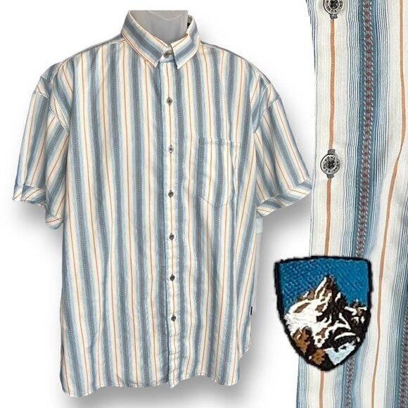 Kühl Shirt Men's White Stripe Button Down Short Sleeve Shirt Size Extra Large - Picture 1 of 14